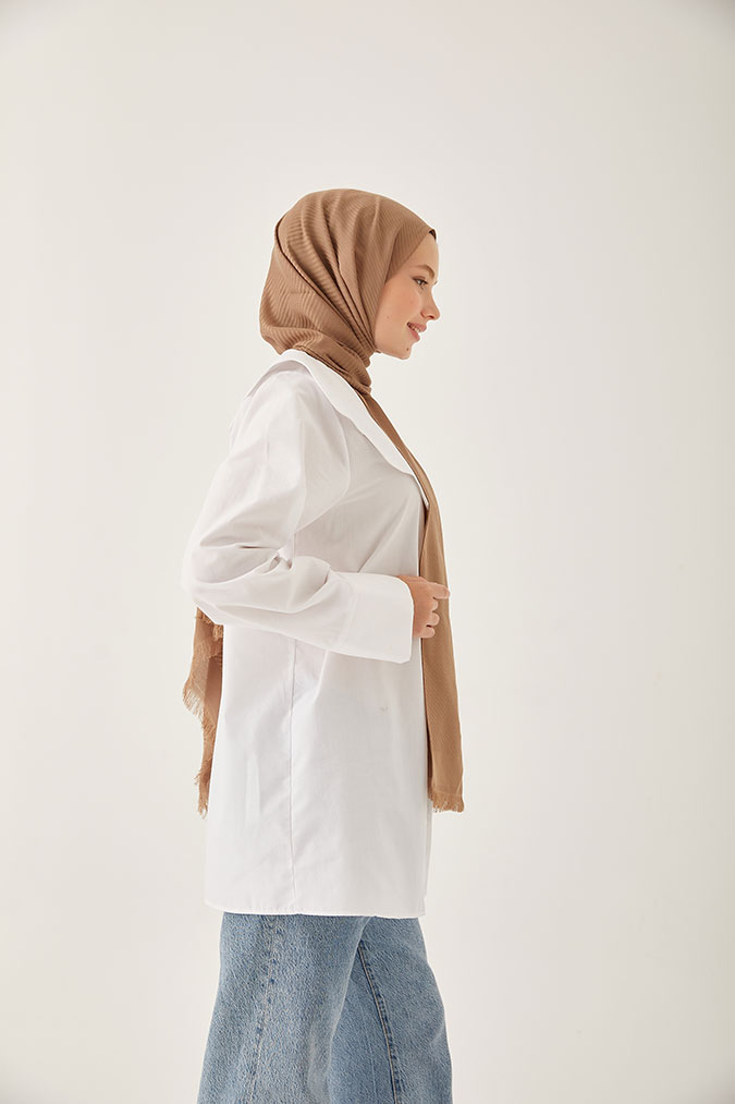 Çizgili İpeksi Pamuk Jakar Şal
