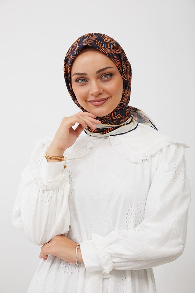 Dijital Soft Eşarp Yaprak Desen