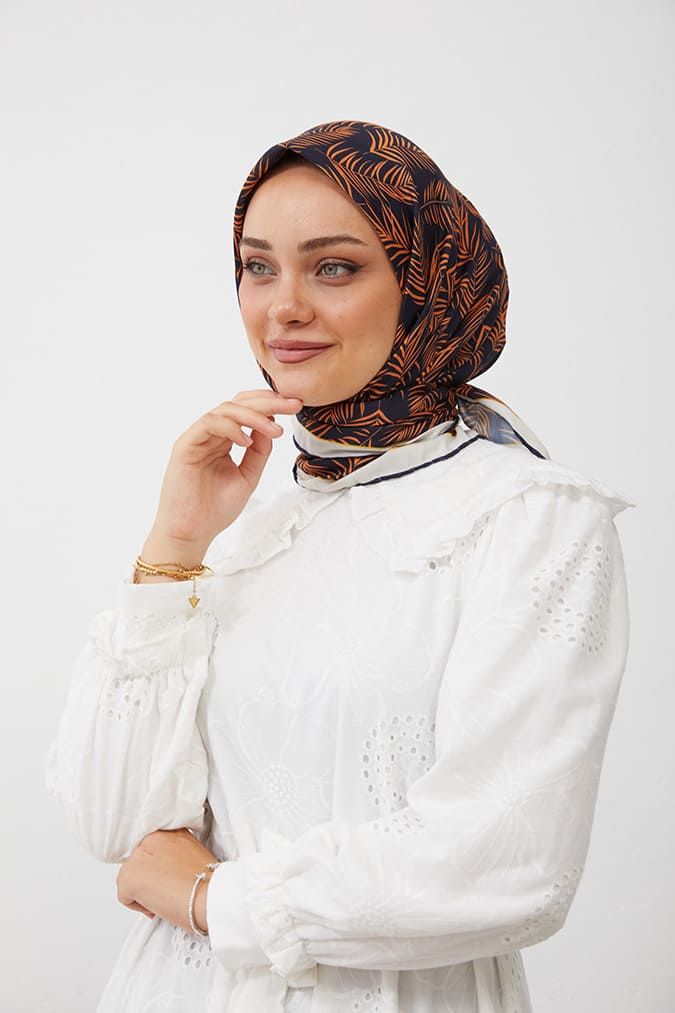 Dijital Soft Eşarp Yaprak Desen