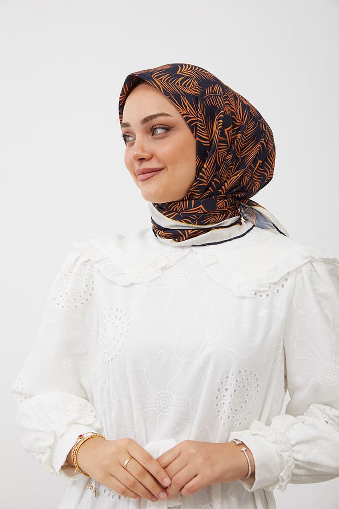 Dijital Soft Eşarp Yaprak Desen