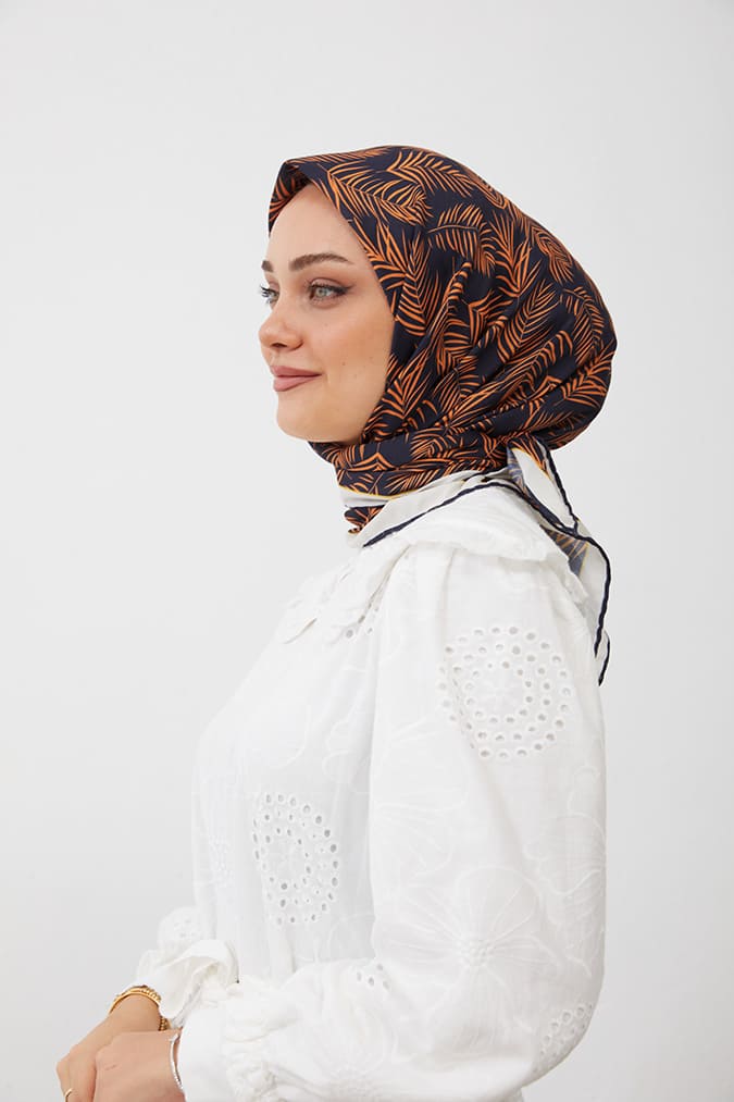 Dijital Soft Eşarp Yaprak Desen