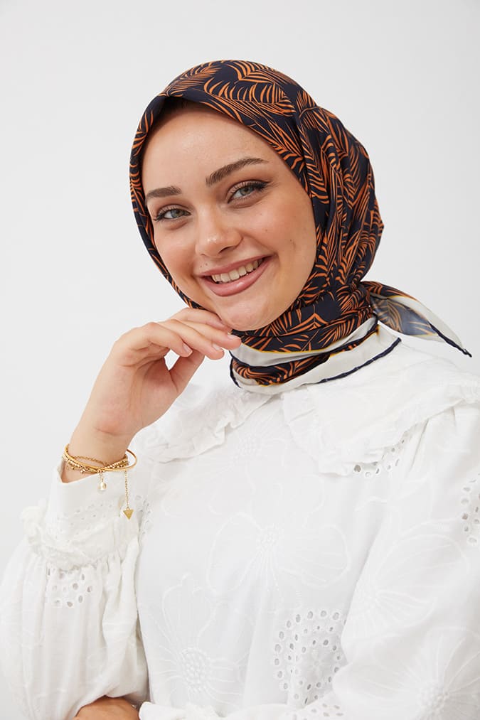 Dijital Soft Eşarp Yaprak Desen