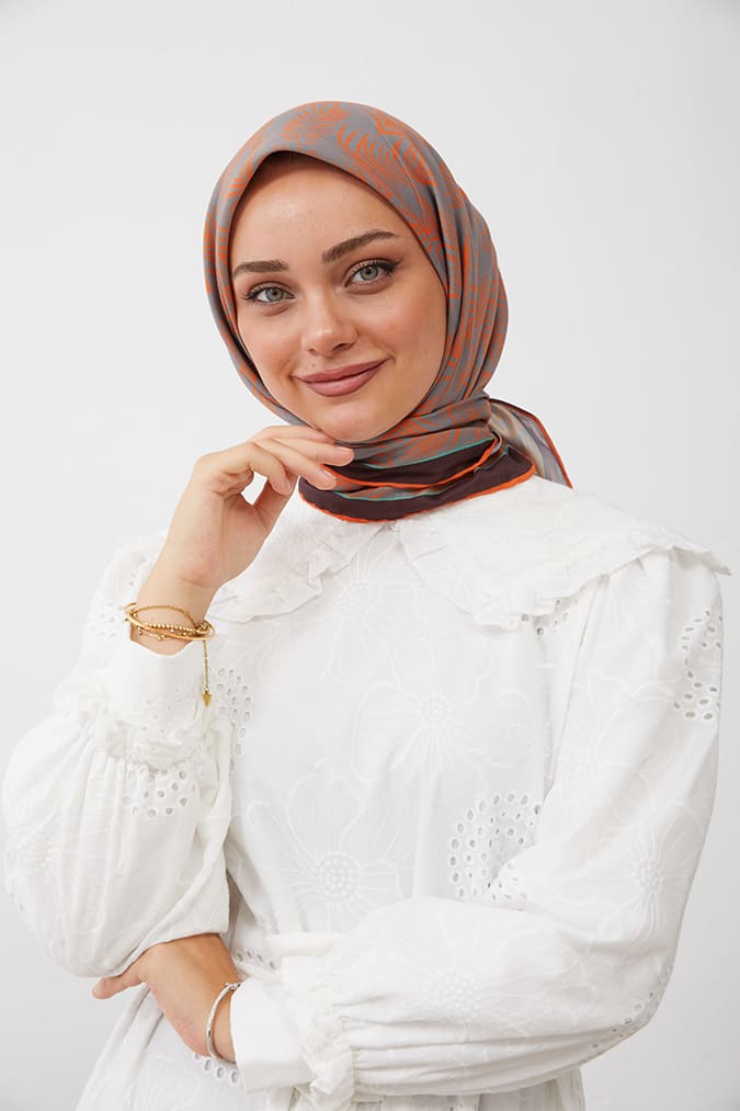 Dijital Soft Eşarp Yaprak Desen
