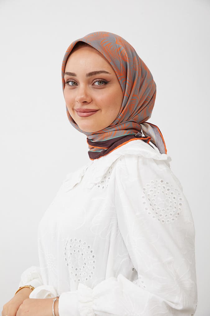 Dijital Soft Eşarp Yaprak Desen