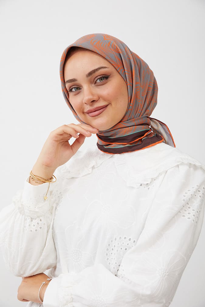 Dijital Soft Eşarp Yaprak Desen