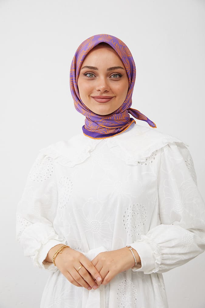 Dijital Soft Eşarp Yaprak Desen