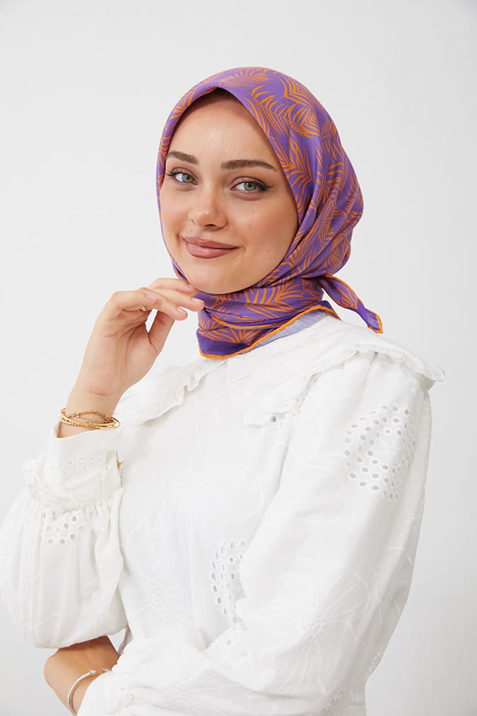 Dijital Soft Eşarp Yaprak Desen