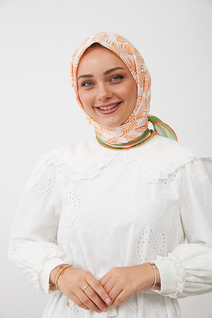 Dijital Soft Eşarp Yaprak Desen