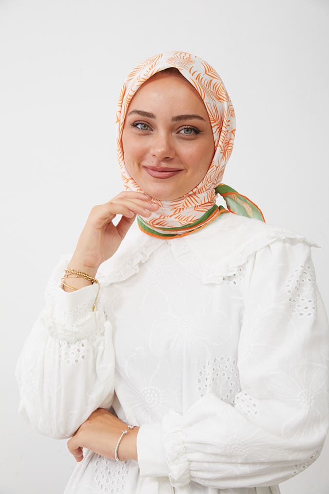 Dijital Soft Eşarp Yaprak Desen