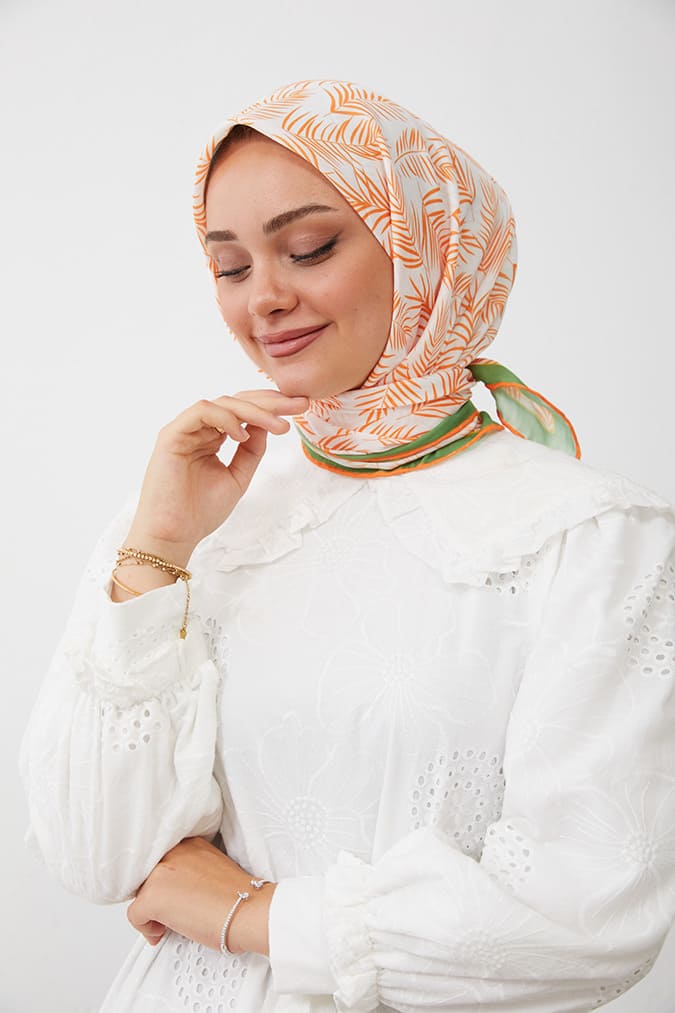 Dijital Soft Eşarp Yaprak Desen