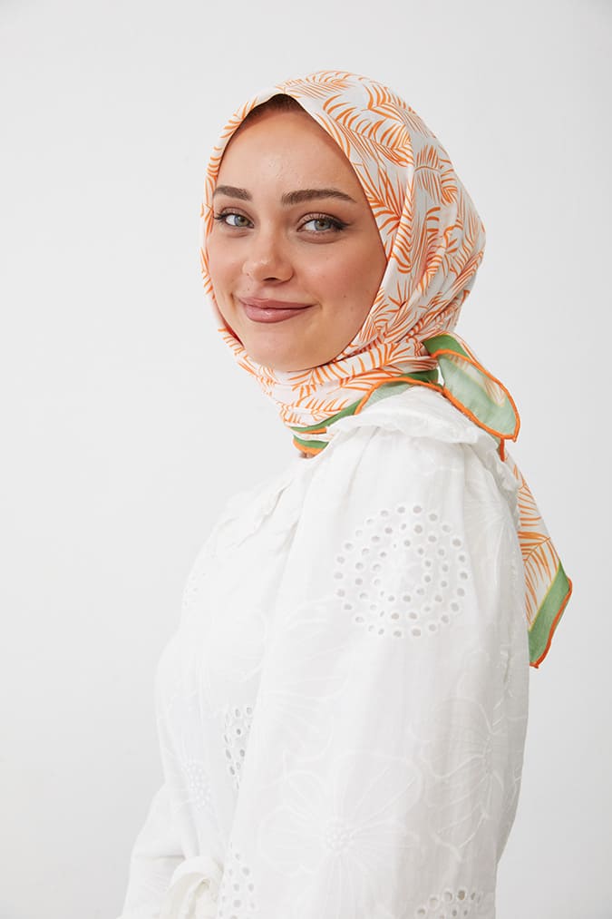 Dijital Soft Eşarp Yaprak Desen
