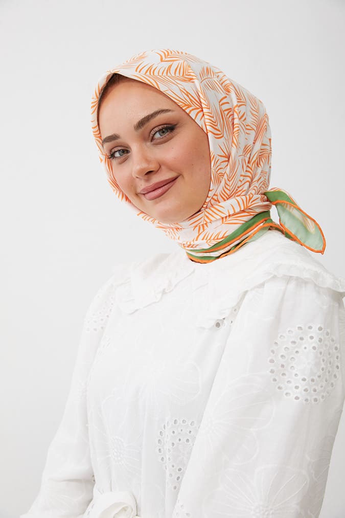 Dijital Soft Eşarp Yaprak Desen