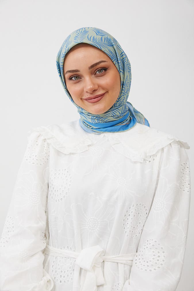 Dijital Soft Eşarp Yaprak Desen