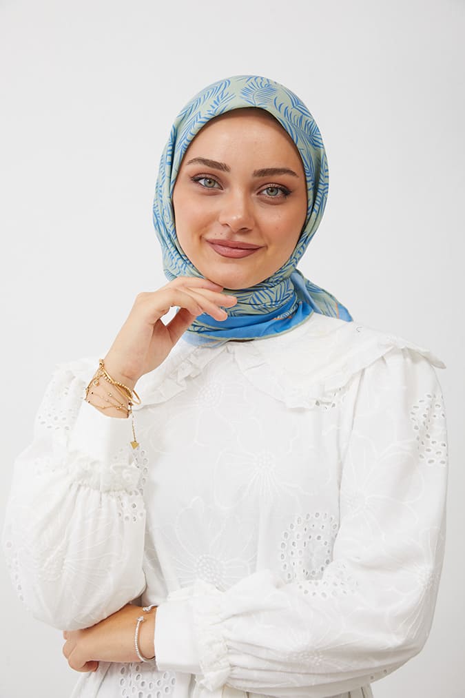 Dijital Soft Eşarp Yaprak Desen