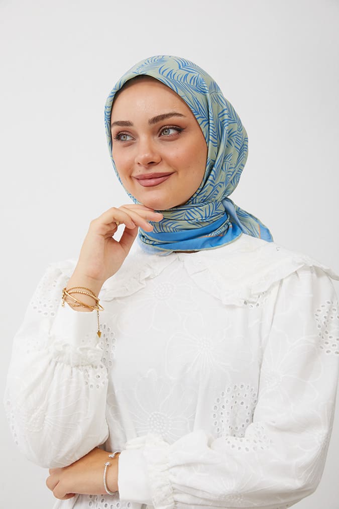 Dijital Soft Eşarp Yaprak Desen