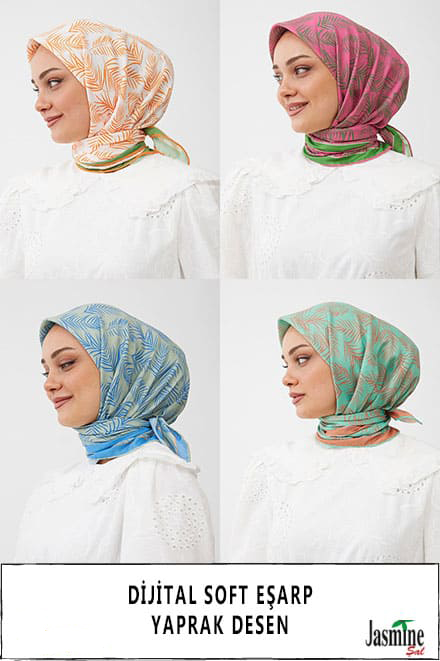 Dijital Soft Eşarp Yaprak Desen