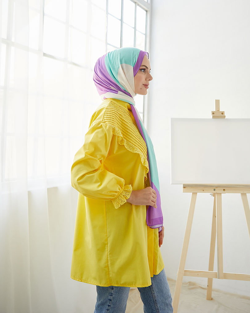 Geometrik Desen Dijital Soft Şal