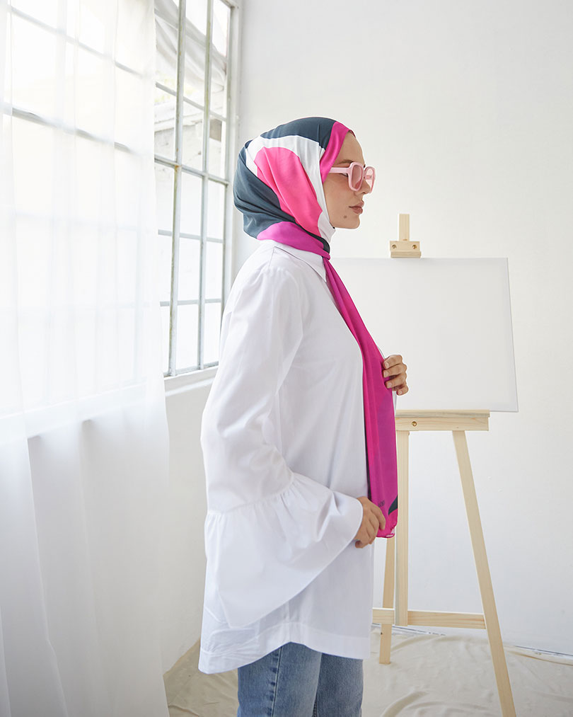 Geometrik Desen Dijital Soft Şal