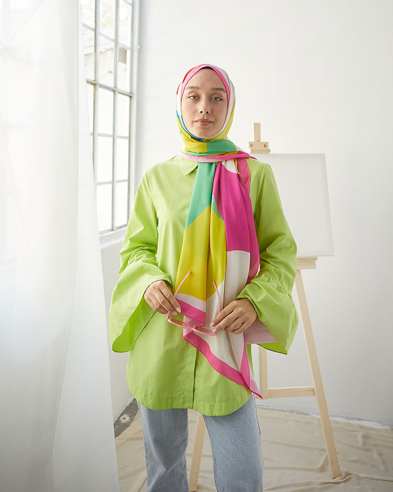 Geometrik Desen Dijital Soft Şal