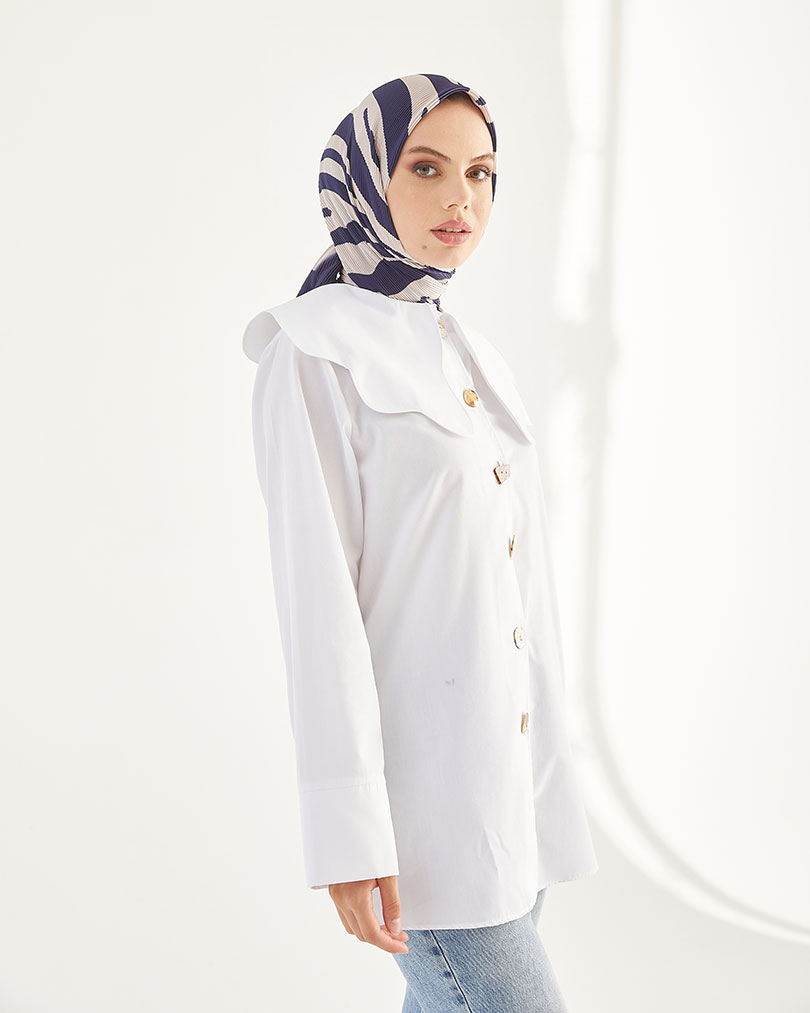 Pliseli Zebra Desen Eşarp